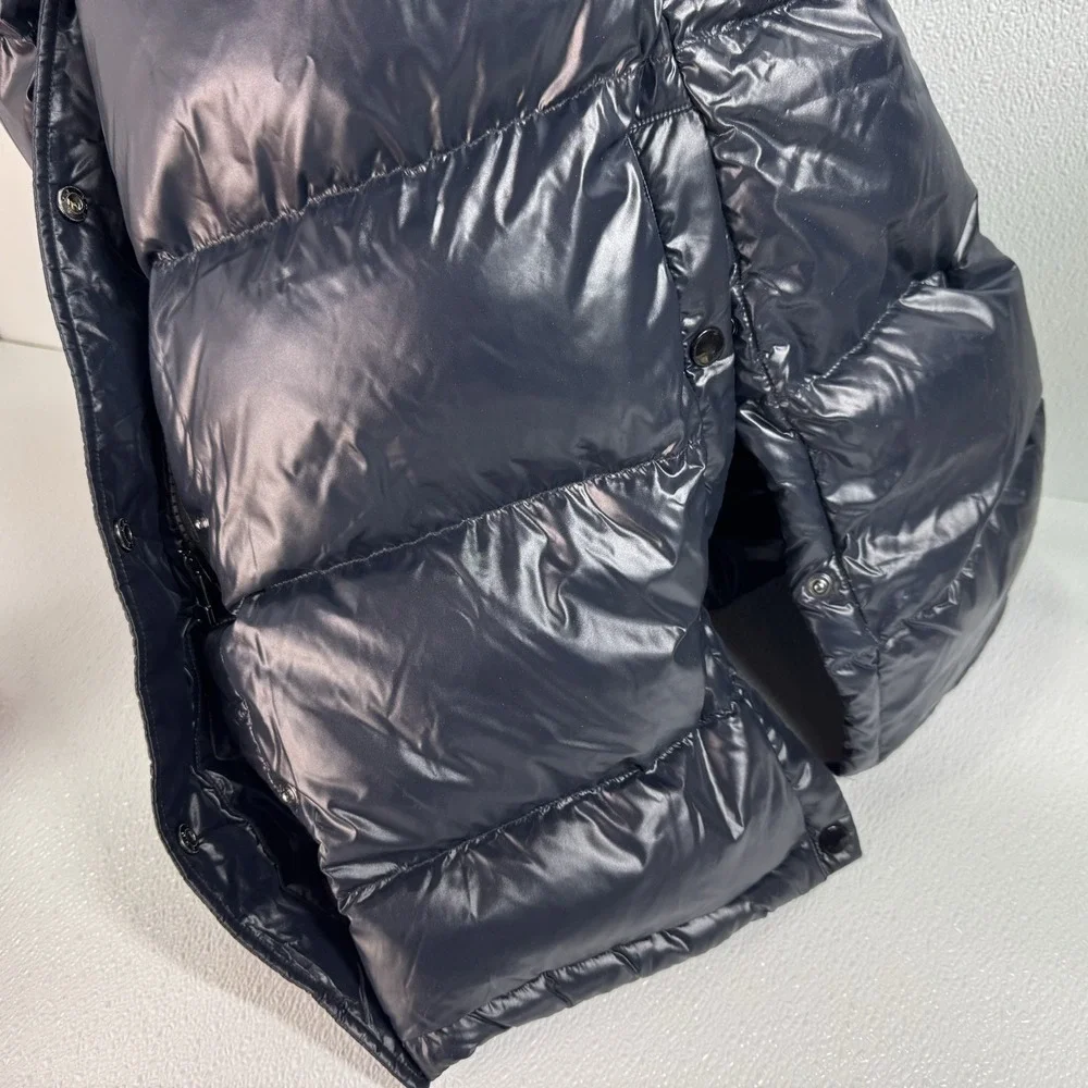 NWT Quince Women's Responsible Down Long Puffer Jacket Hooded Shiny Black Sz XS